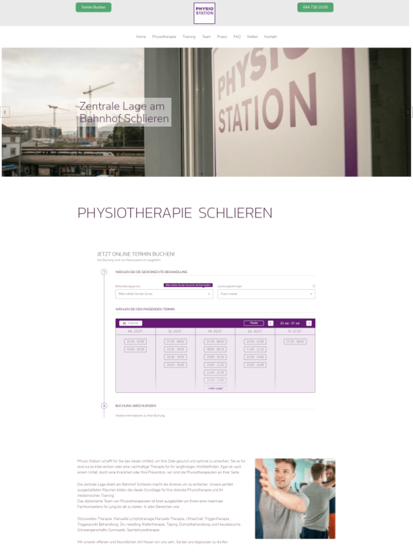 Physio Station Webdesign Referenz von Web-d-vision GmbH